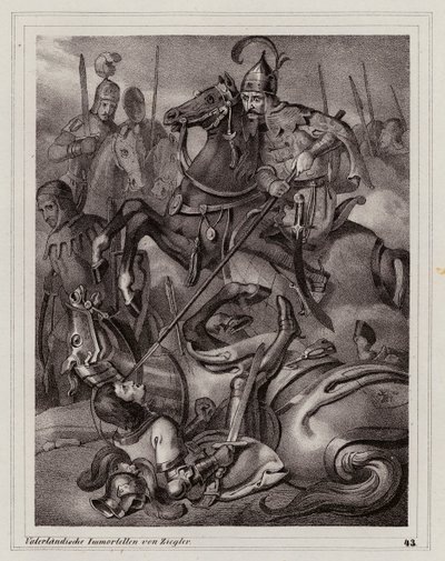 Frederik II af Østrigs død i slaget ved Leitha-floden af Peter Johann Nepomuk Geiger