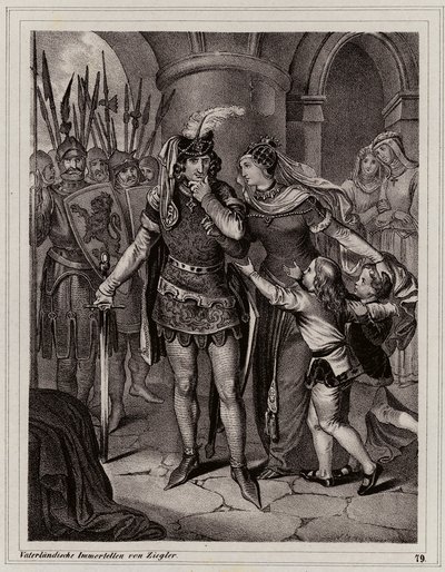 Johannes den Blinde, konge af Bøhmen (kobberstik) af Peter Johann Nepomuk Geiger