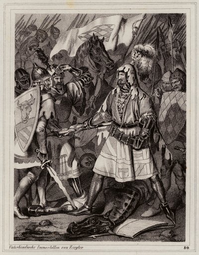 Johannes den Blinde, konge af Bøhmen (kobberstik) af Peter Johann Nepomuk Geiger