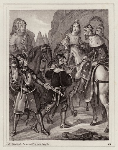 Ludvig den Fromme, frankernes konge og tysk-romersk kejser (kobberstik) af Peter Johann Nepomuk Geiger