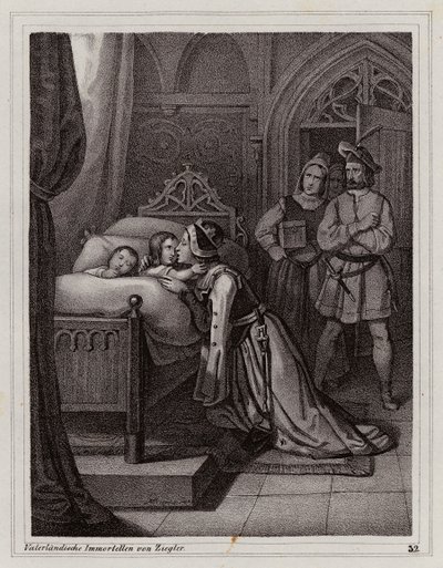 Margaret af Sicilien efterlader sine sønner af Peter Johann Nepomuk Geiger