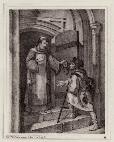 Den fredløse John Parricida søger tilflugt i et kloster i Pisa af Peter Johann Nepomuk Geiger