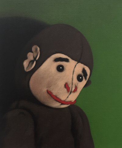 Monkey Portrait on Green, 2005 af Peter Jones