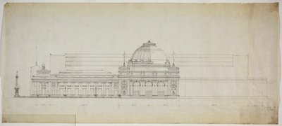 Lakefront Exhibition Hall, Chicago, Illinois, Elevation af Peter Joseph Weber