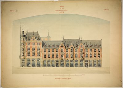 Rathskeller ny bygning, Halle (Saale), Sachsen-Anhalt, Tyskland, Elevation af Peter Joseph Weber