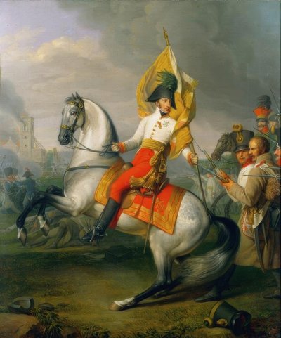 Ærkehertug Karl med Zach -regimentets flag i slottet af Peter Krafft