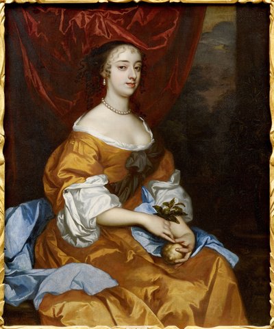 Barok: Portræt af Margaret Hughes (Peg Hughes eller Margaret Hewes) (ca. 1630-1719) af Lely, Sir Peter (1618-1680). Olie på lærred af Peter Lely