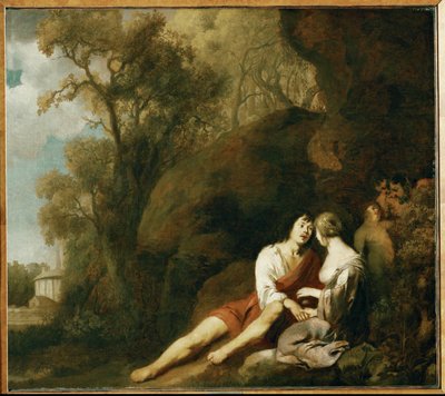 Elskende i et landskab (maleri på lærred) af Peter Lely