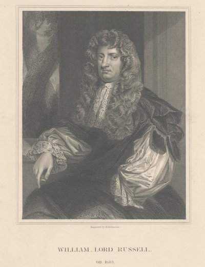 Portræt af Lord William Russell, indgraveret af H. Robinson af Peter Lely
