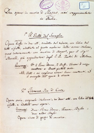Forord til librettoen af ​​Lichtenthals bearbejdelse af Mozarts 