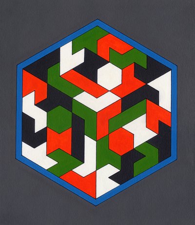 Hexiamonds, 2008 (akryl på lærredstavle) af Peter McClure