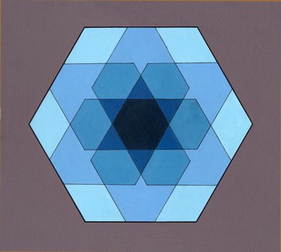 Overlaying Hexagons, 2009 (akryl om bord) af Peter McClure