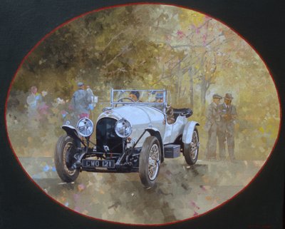 3 liter Bentley på Kelmarsh (olie på lærred) af Peter Miller