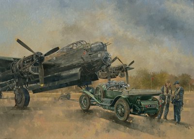 A Lancaster and a Bentley, 2000 (olie på lærred) af Peter Miller