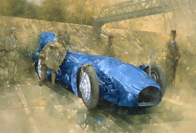 Bluebird at Brooklands (olie på lærred) af Peter Miller