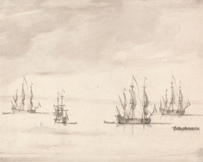 Men of War off Sheerness af Peter Monamy
