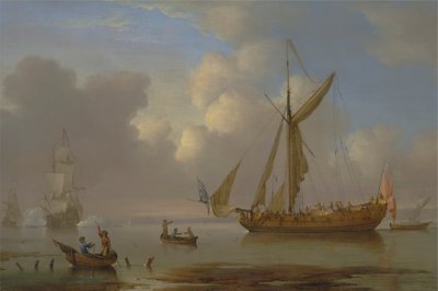 Royal Yacht Becalmed ved Anker af Peter Monamy
