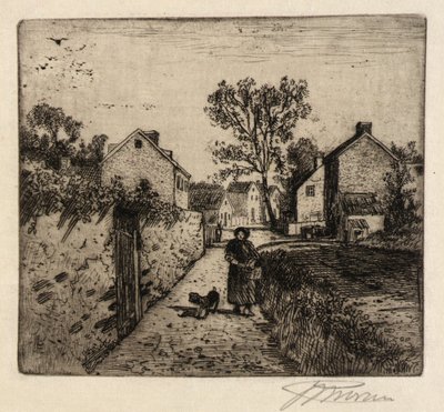 En landsbyscene af Peter Moran