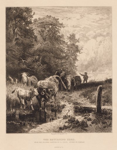 Den tilbagevendende flok, ca. 1885. af Peter Moran