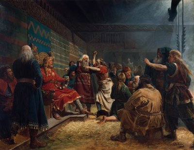 Haakon den gode og bønder ved burets ofring af Peter Nicolai Arbo