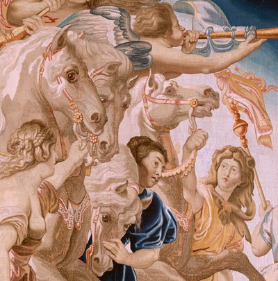 flamsk gobelin. Serien Eukaristiens triumf. Kirkens triumf (El Triunfo de la Iglesia). Ottende gobelin i serien. Model Peter Paul Rubens. 1626-1628. Fremstilling Jan II Raes, Bruxelles af Peter Paul (after) Rubens