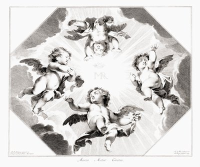 Fire børneengle fejrer Jomfru Maria. af Peter Paul (after) Rubens