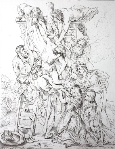 Jesus Kristus, nedstigning fra korset (print) af Peter Paul (after) Rubens