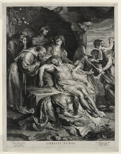 Den døde Kristus på Jomfruens knæ, graveret af Paulus Pontius af Peter Paul (after) Rubens