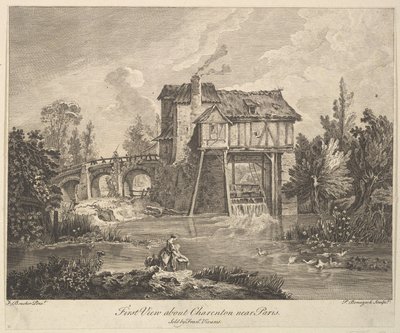 Første udsigt over Clarenton nær Paris, midten til slutningen af det 18. århundrede. af Peter Paul Benazech