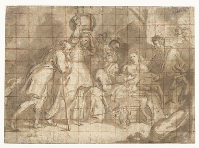 Tilbedelse af hyrderne af Peter Paul Rubens (school of)