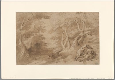 Landskab med kærligt par af Peter Paul Rubens (school of)
