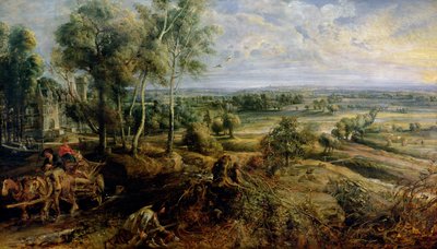 Et efterårslandskab med udsigt over Het Steen i den tidlige morgen, ca. 1636 af Peter Paul Rubens