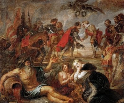 Møde mellem kong Ferdinand af Ungarn med kardinal Infante Ferdinand før slaget ved Nördlingen. 1634/35 af Peter Paul Rubens