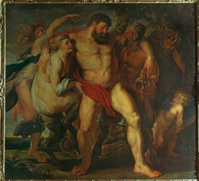 Drunken Hercules, ledet af en nymfe og en satyr af Peter Paul Rubens