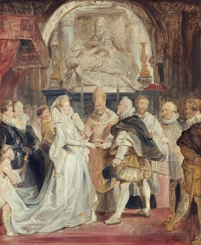 Brylluppet »in procuratione« (skitse til Medici-cyklussen) af Peter Paul Rubens