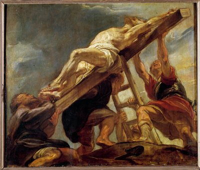 Forhøjning af korset (skitse til et rum i loftet i Jesuittkirken i Antwerpen) Maleri af Pierre Paul (Pierre-Paul) Rubens (eller Peter Paul eller Petrus Paulus) (1577-1640) 1620 Søn. 0,32x0,37 m . af Peter Paul Rubens