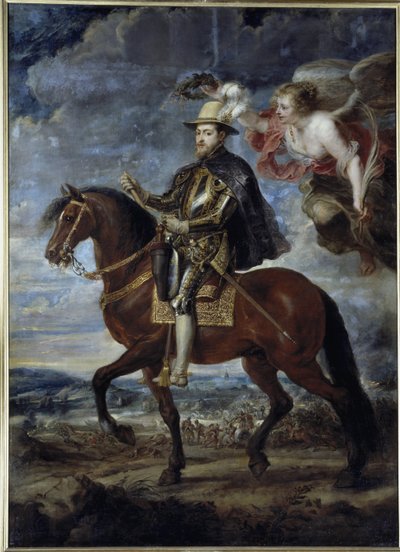 Ridesportræt af kong Filip II af Spanien (olie på lærred af Peter Paul Rubens
