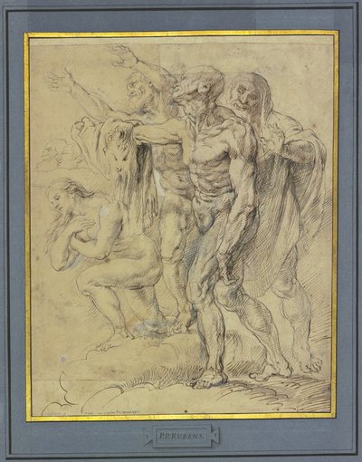 Eva, Maria Magdalena, der Heilige Bartholomäus und ein weiterer für ein Jüngstes Gericht af Peter Paul Rubens