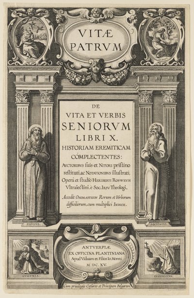 Frontispice til "Lives of the Fathers" af Heribert Rosweyde, graveret af Theodor Galle af Peter Paul Rubens
