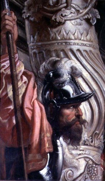 Halberdier, fragment af Gonzaga-familien i tilbedelse af Treenigheden (detalje af 78804) af Peter Paul Rubens