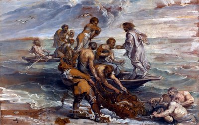 ""La peche miraculouse"" (The Miraculous Draft of Fishes) Maleri af Pieter Paul Rubens (1577-1640) 1618-1619 Dim 55x85 cm London National Gallery af Peter Paul Rubens