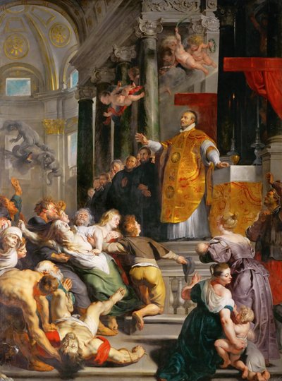 Les miracles de Saint Ignace de Loyola (1491-1553) - The Wonder of Saint Ignatius of Loyola - Pieter Paul Rubens (1577-1640). Olie på lærred, ca. 1617-1618. Mål: 535x395 cm. Kunsthistorisk museum, Vienne af Peter Paul Rubens