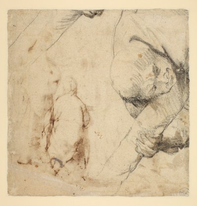 Mand, der holder et skaft af korset af Peter Paul Rubens