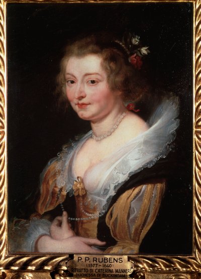 Portræt af Catherine Manners, hertuginde af Buckingham - olie på panel, ca. 1625-1629 af Peter Paul Rubens