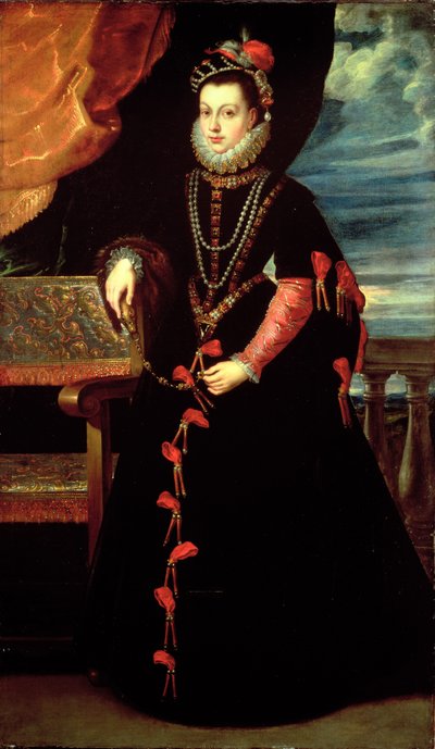 Portræt af Isabelle de Valois, dronning af Spanien, hustru til Filip II af Spanien af Peter Paul Rubens