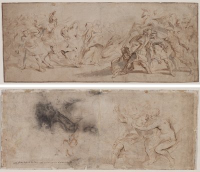 Forsoning mellem romerne og sabinerne (recto) Venus afvæbner Mars, draperistudie (verso) af Peter Paul Rubens