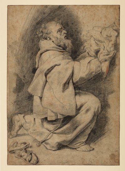 Saint Francis kneeling, receiving the Infant Christ, c.1617dani af Peter Paul Rubens