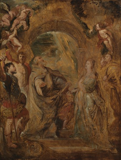 Sankt Gregor den Store med de hellige Maurus og Papianus og Sankt Domitilla med de hellige Nereus og Achilleus, 1606-07 af Peter Paul Rubens