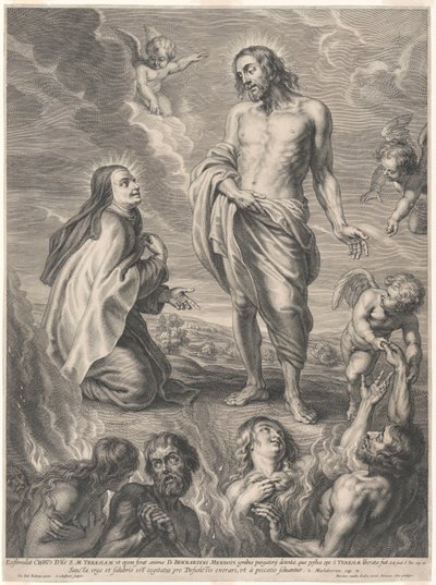 Den hellige Teresa af Ávila, der knæler foran Kristus og beder for sjælene i skærsilden af Peter Paul Rubens