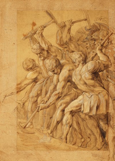 Soldater ødelægger en bro, af Peter Paul Rubens